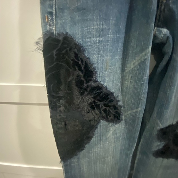 EUC Candie's Y2K Floral Embroidered Velvet Flare Jeans Vintage 1990s - Picture 3 of 7